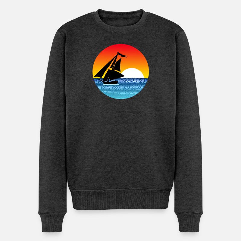 Voilier au coucher du soleil - Pull Premium bio Homme - anthracite chiné