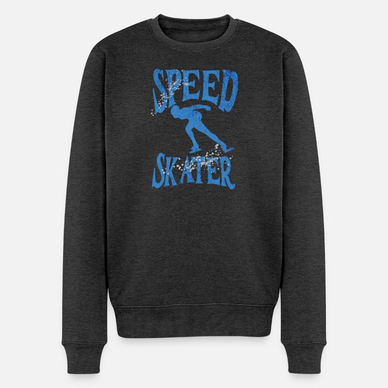 Speed Skater Eisschnelllauf Shirt - Männer Premium Bio Pullover - Anthrazit meliert