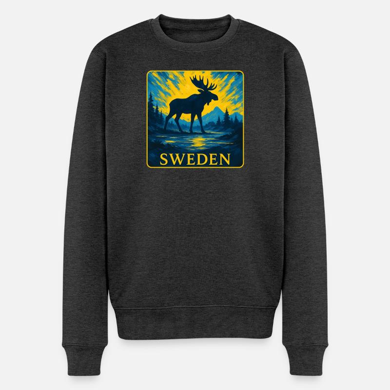 Suède Moose Silhouette Design - Pull Premium bio Homme - anthracite chiné