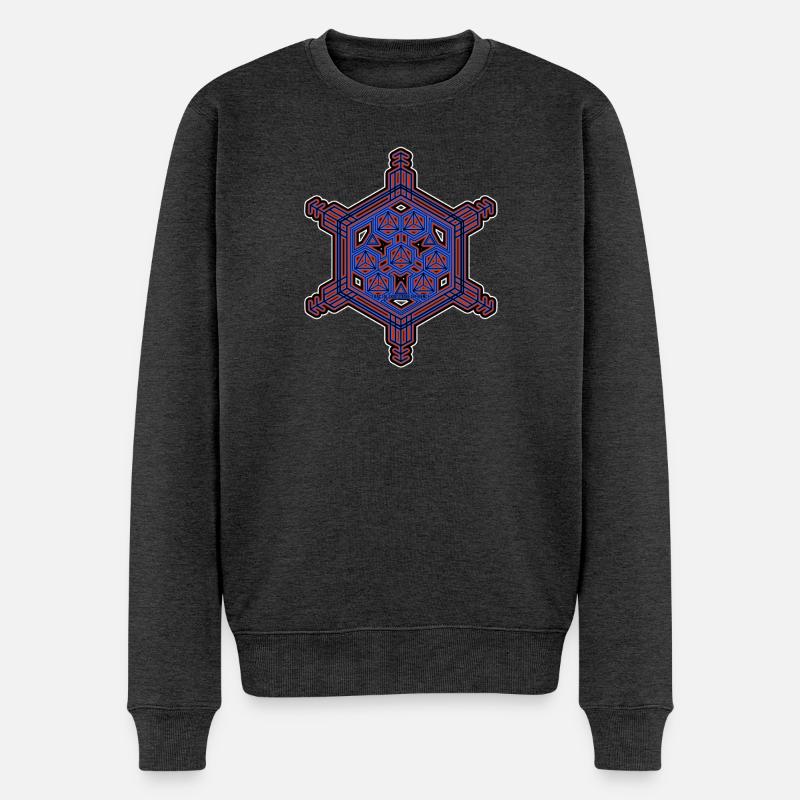Expérience d’évolution fractale Motif hexagone étoile - Pull Premium bio Homme - anthracite chiné