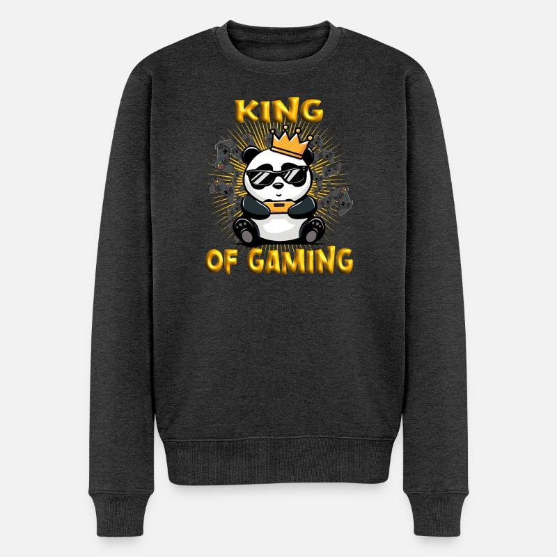 Roi du jeu vidéo - panda - Pull Premium bio Homme - anthracite chiné