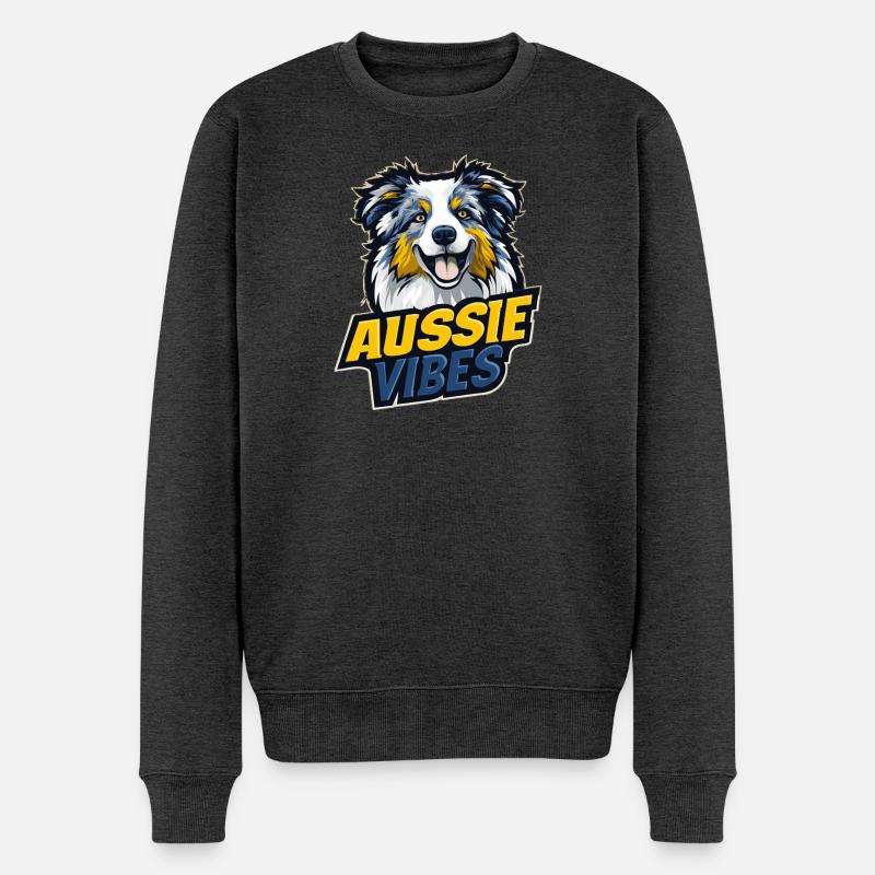 Australian Shepherd – AUSSIE VIBES - Männer Premium Bio Pullover - Anthrazit meliert