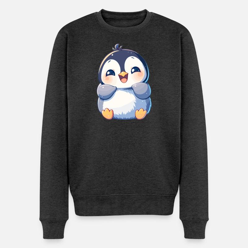 Pinguine Pinguin - Männer Premium Bio Pullover - Anthrazit meliert