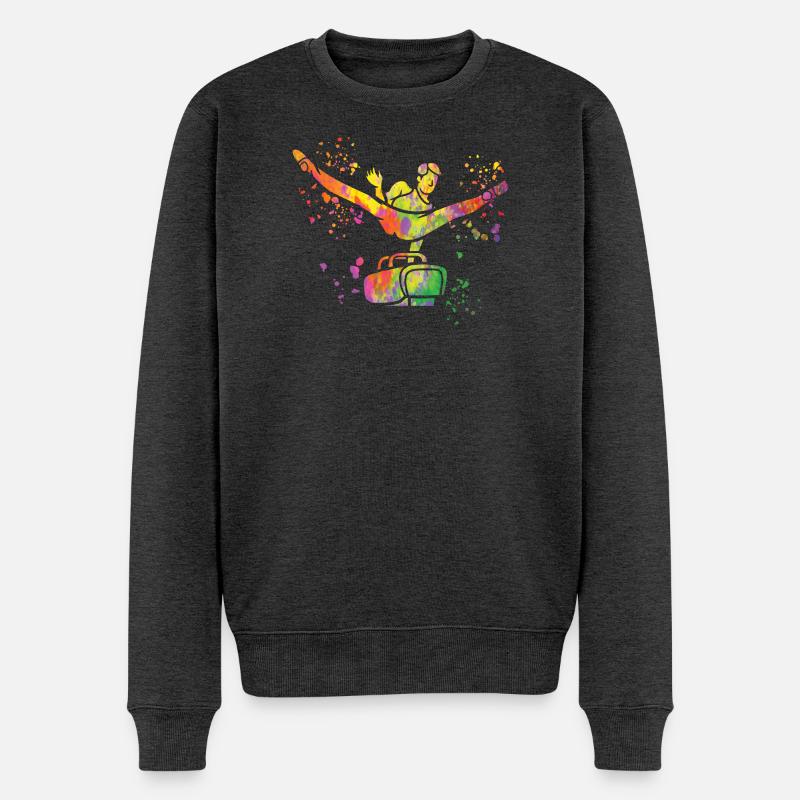 Kunstturnen Pauschenpferd Turner - Männer Premium Bio Pullover - Anthrazit meliert