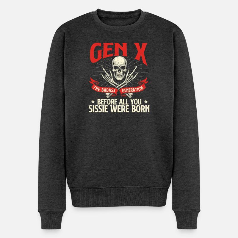 Gen X Badass Generation Retro Nostalgie Zitat - Männer Premium Bio Pullover - Anthrazit meliert