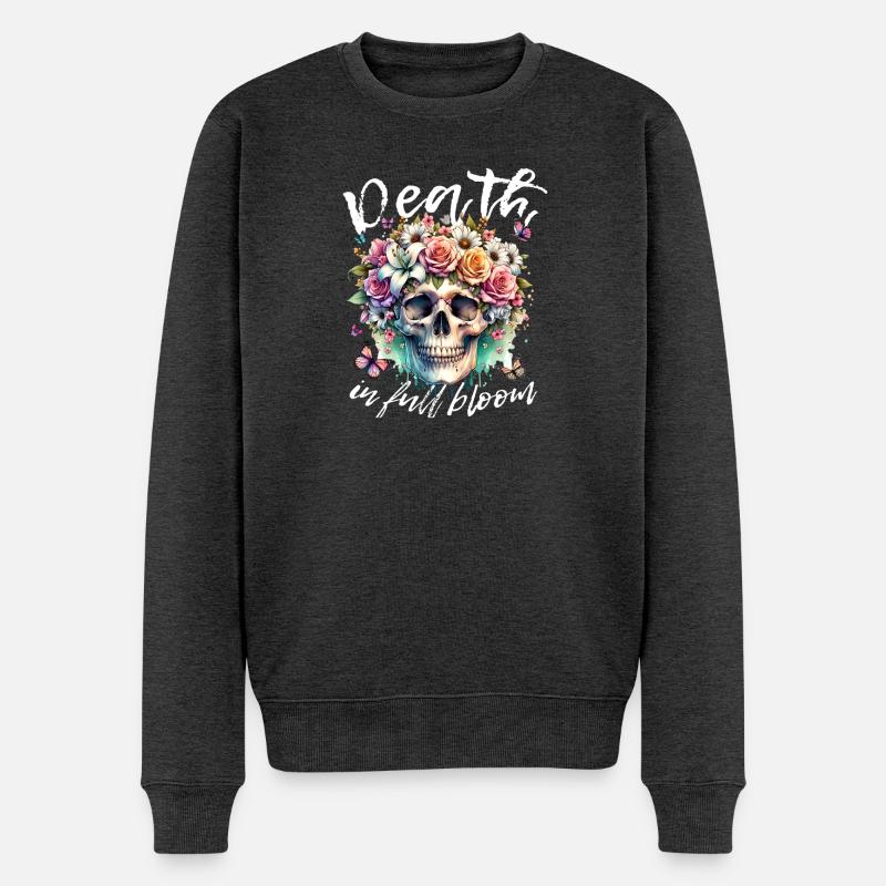 Fleurs Crâne Beauté Floraison - Pull Premium bio Homme - anthracite chiné