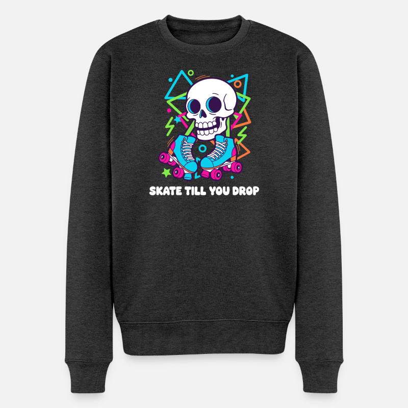 Skelett Roller Neon Groove - Männer Premium Bio Pullover - Anthrazit meliert