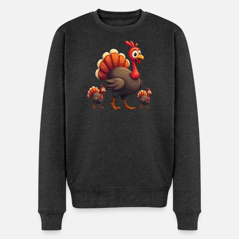 Thanksgiving Truthahn Baby - Männer Premium Bio Pullover - Anthrazit meliert
