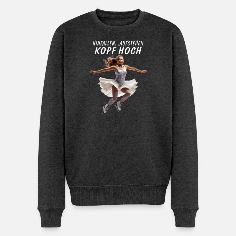 EISKUNSTLÄUFERIN HINFALLEN AUFSTEHEN - Männer Premium Bio Pullover - Anthrazit meliert