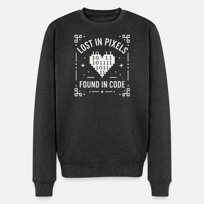 Perdu dans les pixels - Pull Premium bio Homme - anthracite chiné