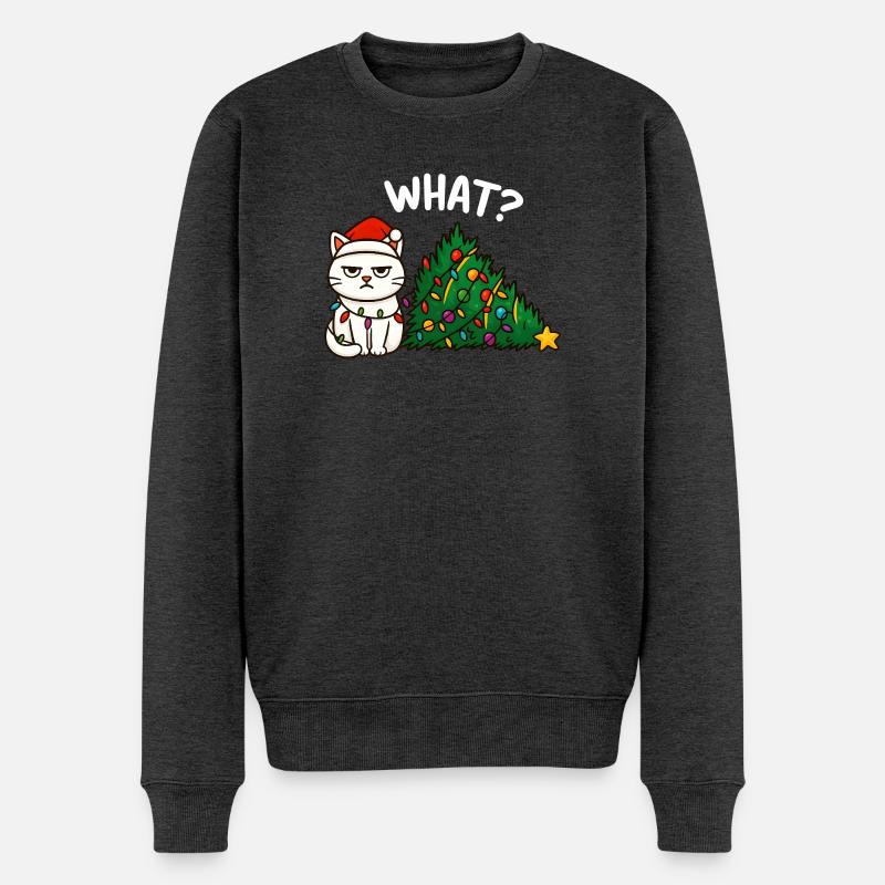 Lumières de Noël Annyoed Cat - Pull Premium bio Homme - anthracite chiné