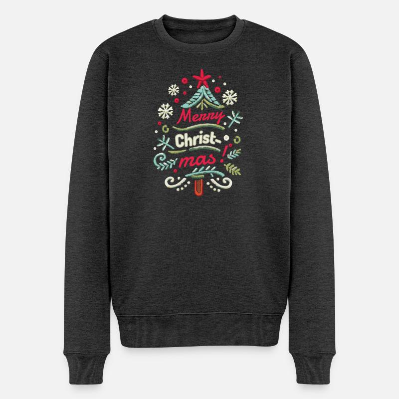 Frohe Weihnachten Baum Weihnachten - Männer Premium Bio Pullover - Anthrazit meliert