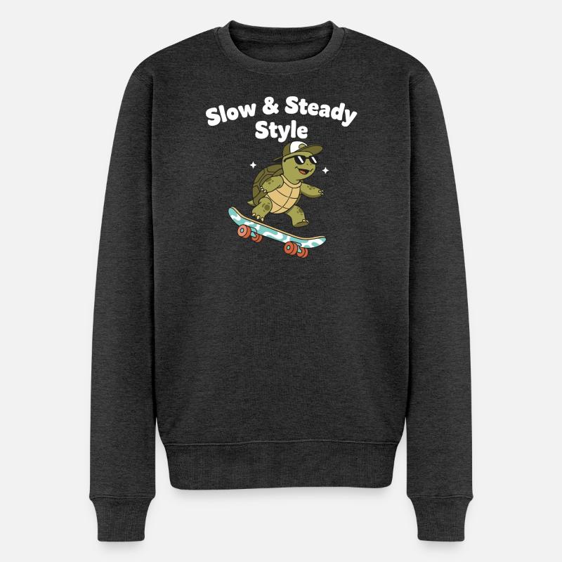 Langsam Skate Schildkröte - Männer Premium Bio Pullover - Anthrazit meliert