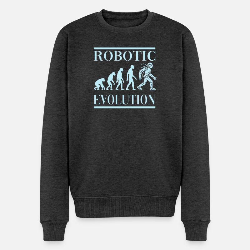 Robot Evolution Progress Human Future - Men's Premium Organic Jumper - heather anthracite