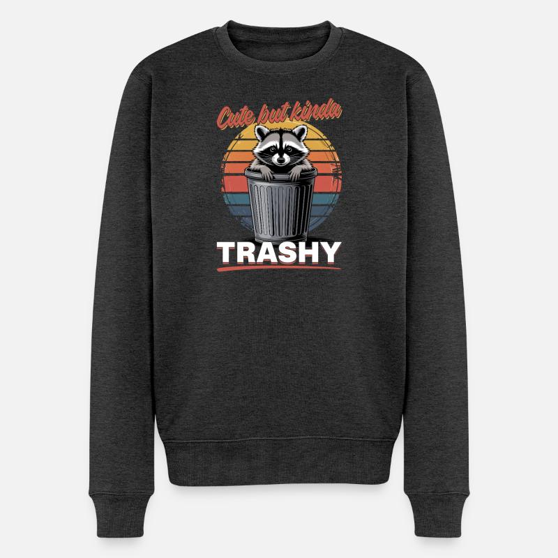 Funny Raccoon - Männer Premium Bio Pullover - Anthrazit meliert