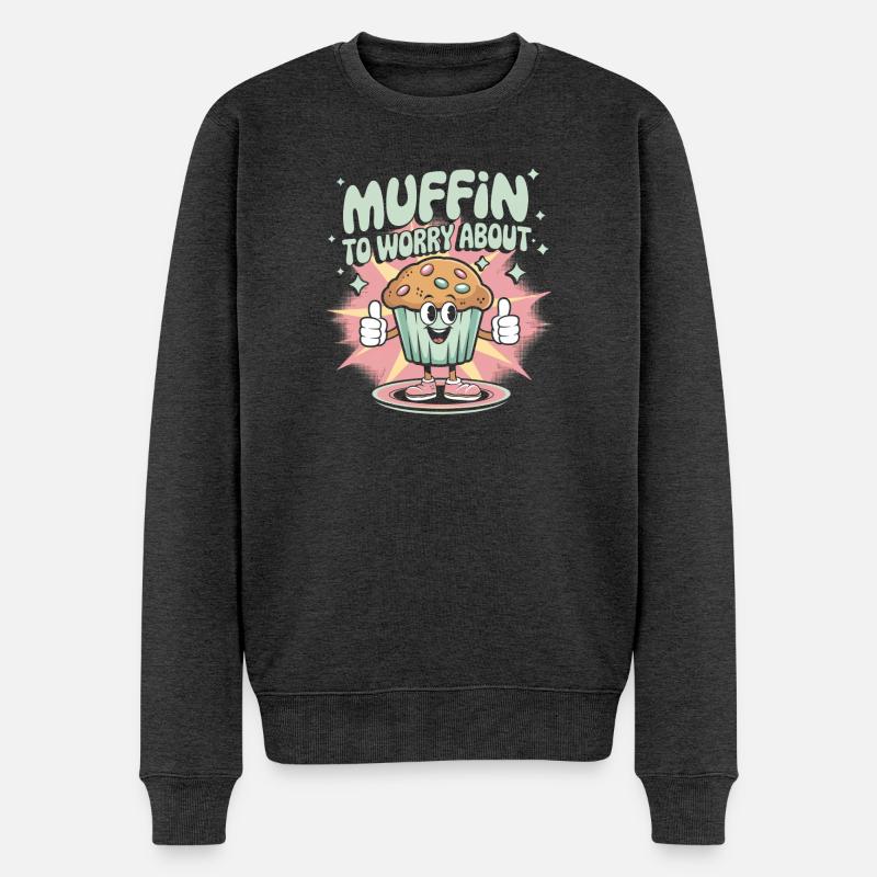 Retro Muffin - Männer Premium Bio Pullover - Anthrazit meliert