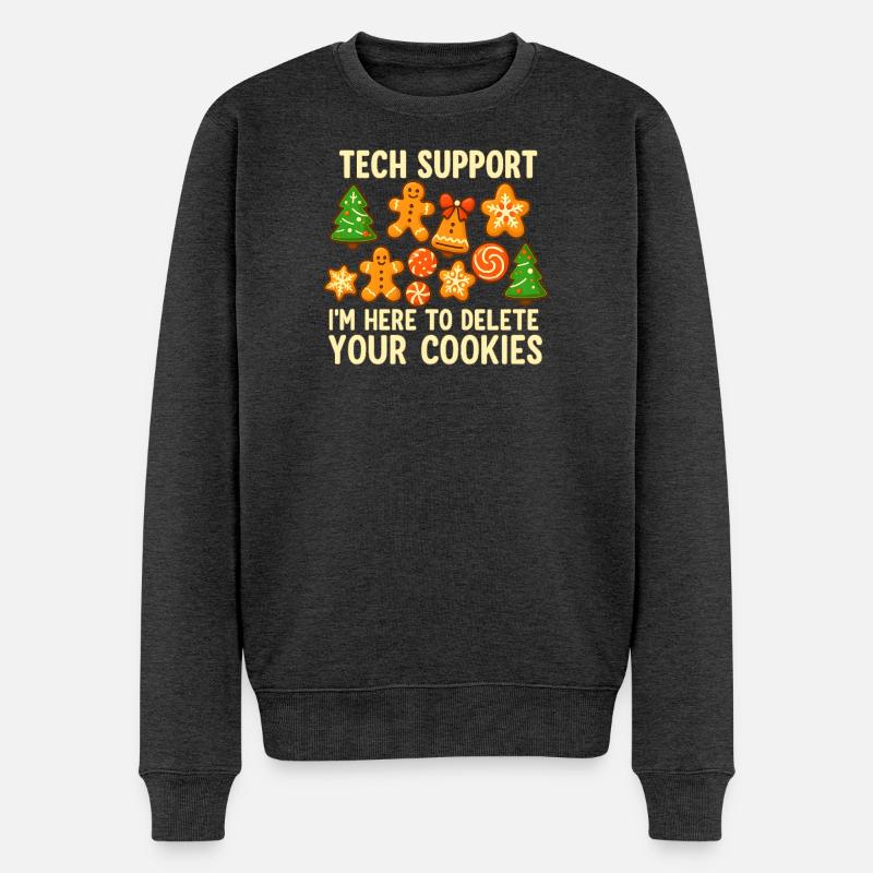 Support technique Cookie Noël Mème - Pull Premium bio Homme - anthracite chiné