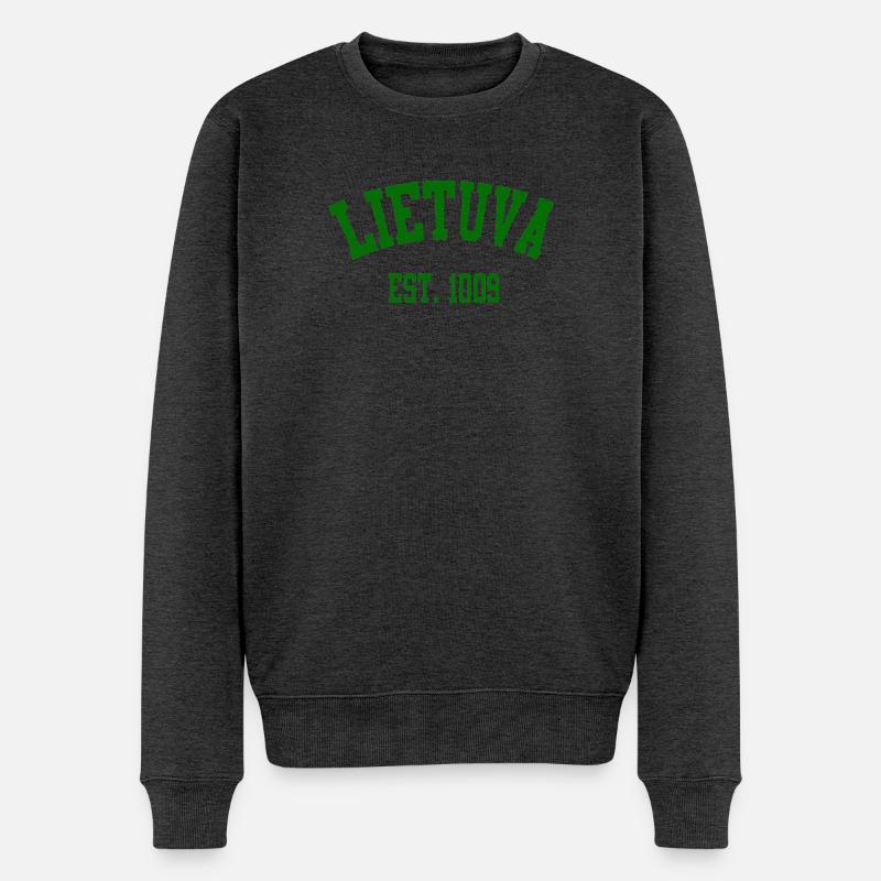 Lietuva Heritage EST 1009 - Männer Premium Bio Pullover - Anthrazit meliert