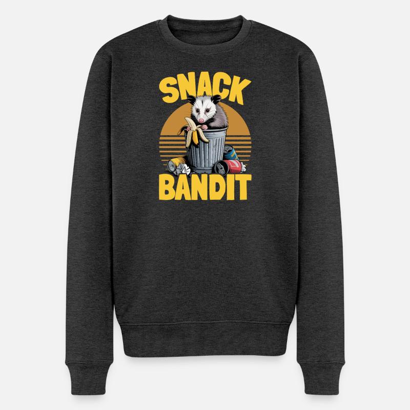 Funny Opossum - Männer Premium Bio Pullover - Anthrazit meliert