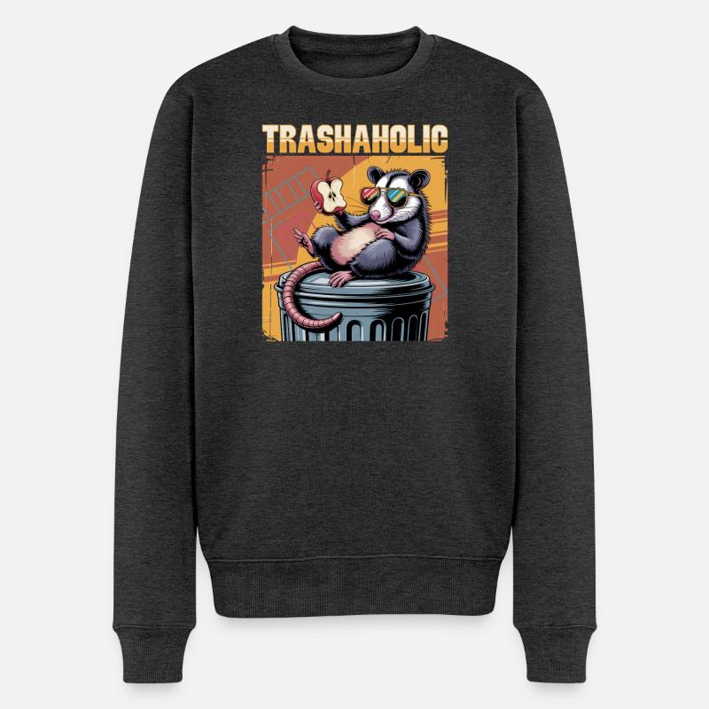 Funny Opossum - Männer Premium Bio Pullover - Anthrazit meliert