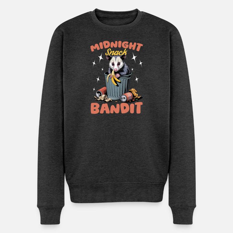 Funny Opossum - Männer Premium Bio Pullover - Anthrazit meliert