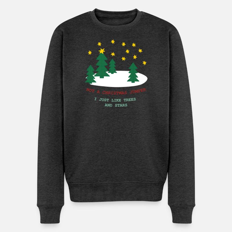 Kein Weihnachtspulli: Bäume und Sterne - Männer Premium Bio Pullover - Anthrazit meliert