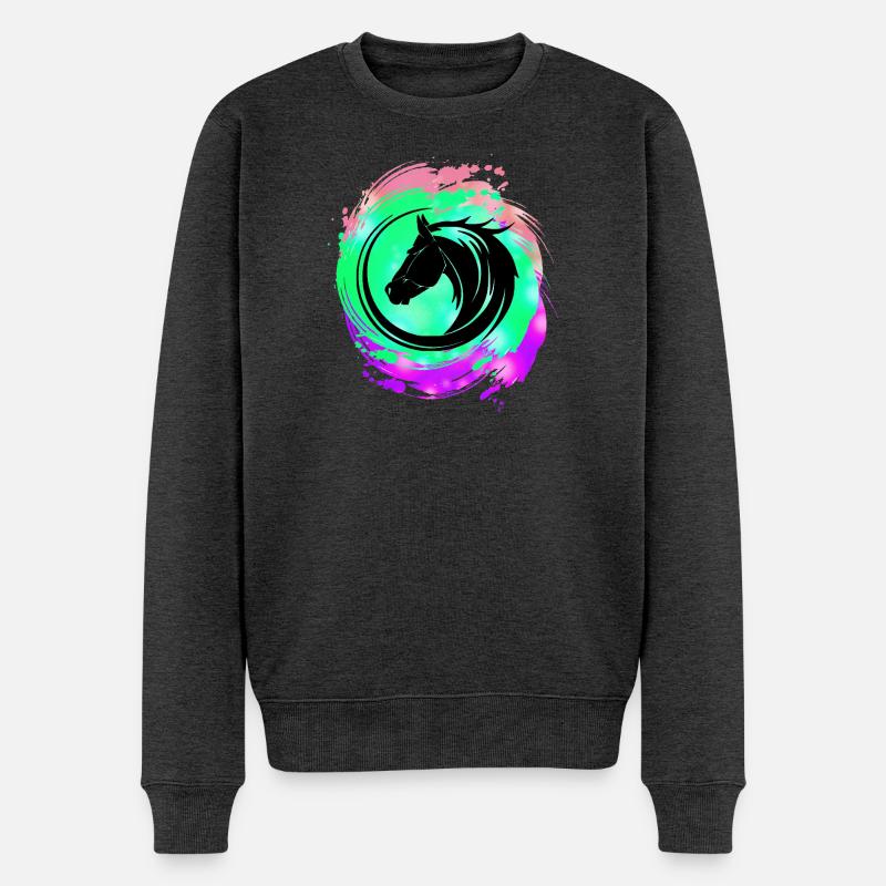Pferdekopf Neon Kreislauf - Männer Premium Bio Pullover - Anthrazit meliert