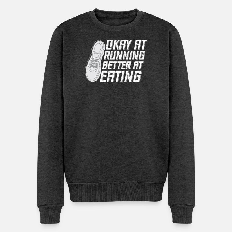 Marathon Runner Okay At Running Gift - Männer Premium Bio Pullover - Anthrazit meliert