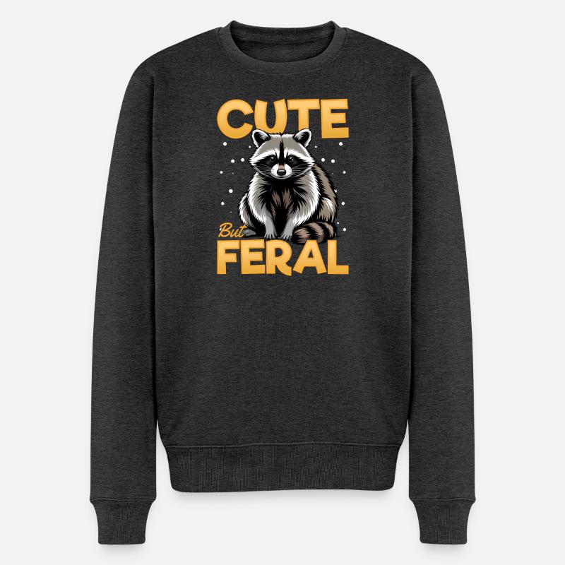 Funny Raccoon - Männer Premium Bio Pullover - Anthrazit meliert
