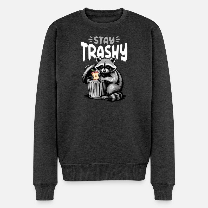 Funny Raccoon - Männer Premium Bio Pullover - Anthrazit meliert