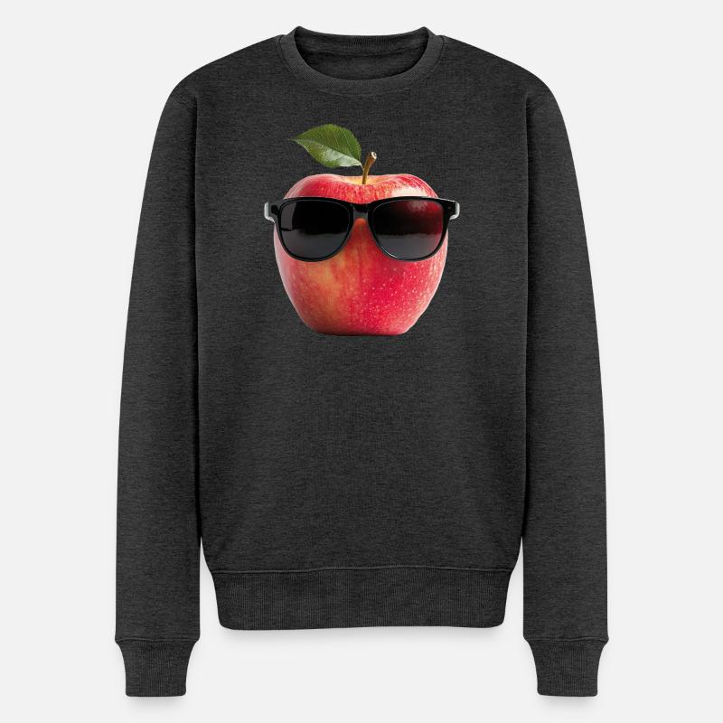 Apfel mit Sonnenbrille - Männer Premium Bio Pullover - Anthrazit meliert