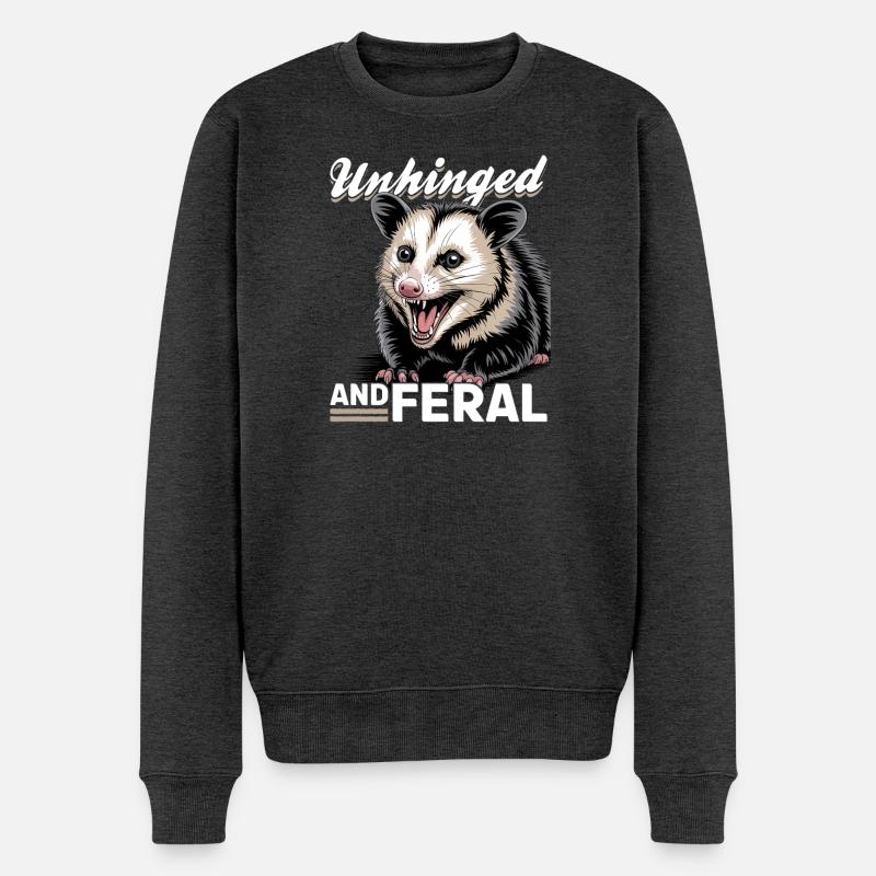 Funny Opossum - Männer Premium Bio Pullover - Anthrazit meliert