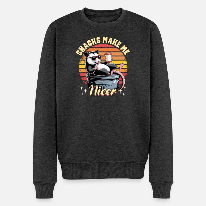 Funny Opossum - Männer Premium Bio Pullover - Anthrazit meliert