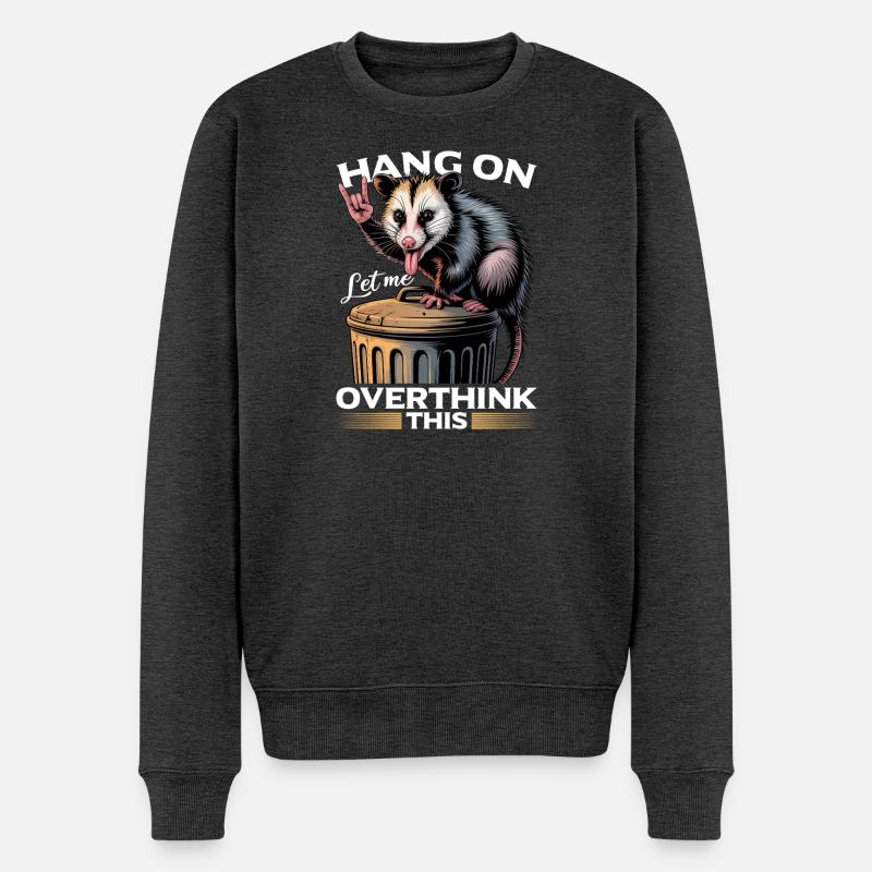 Funny Opossum - Männer Premium Bio Pullover - Anthrazit meliert
