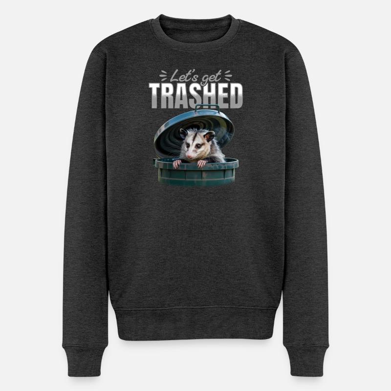 Funny Opossum - Männer Premium Bio Pullover - Anthrazit meliert