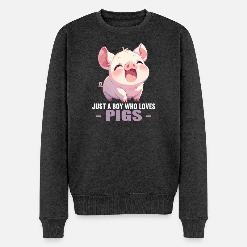 Schweine Schwein - Männer Premium Bio Pullover - Anthrazit meliert