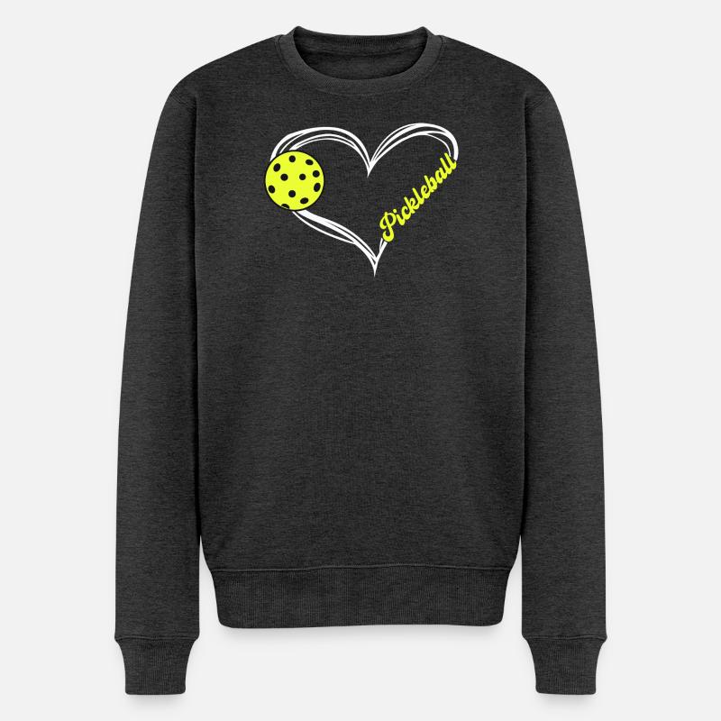 Pickleball Heart Neon Love - Männer Premium Bio Pullover - Anthrazit meliert