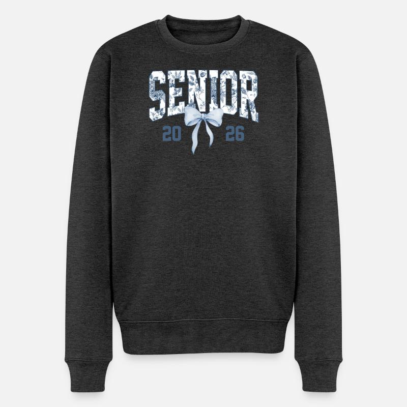Senior 2026 Floral - Männer Premium Bio Pullover - Anthrazit meliert