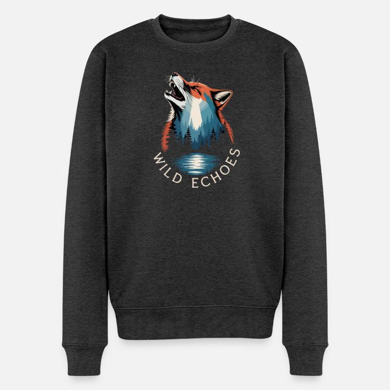 Paysage naturel de la forêt de renards de Wild Echoes - Pull Premium bio Homme - anthracite chiné