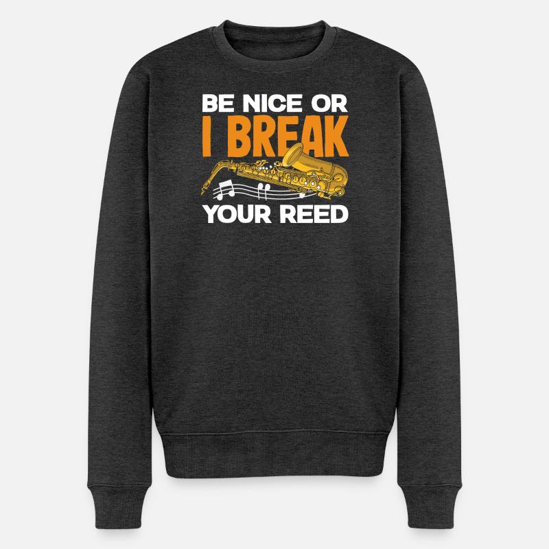 Saxofon - Männer Premium Bio Pullover - Anthrazit meliert