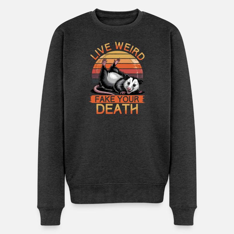 Funny Opossum - Männer Premium Bio Pullover - Anthrazit meliert