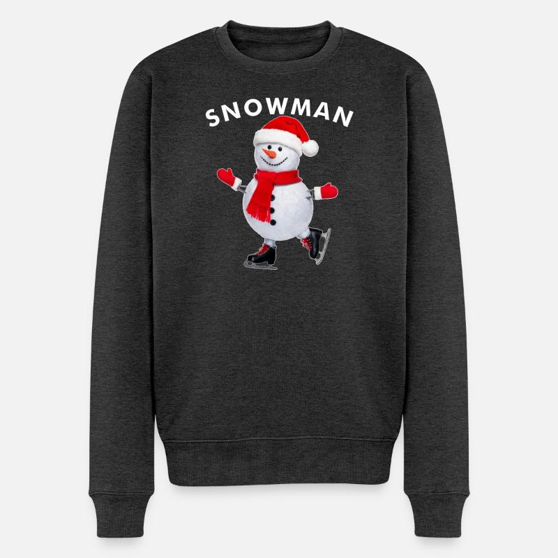 SNOWMAN - Männer Premium Bio Pullover - Anthrazit meliert