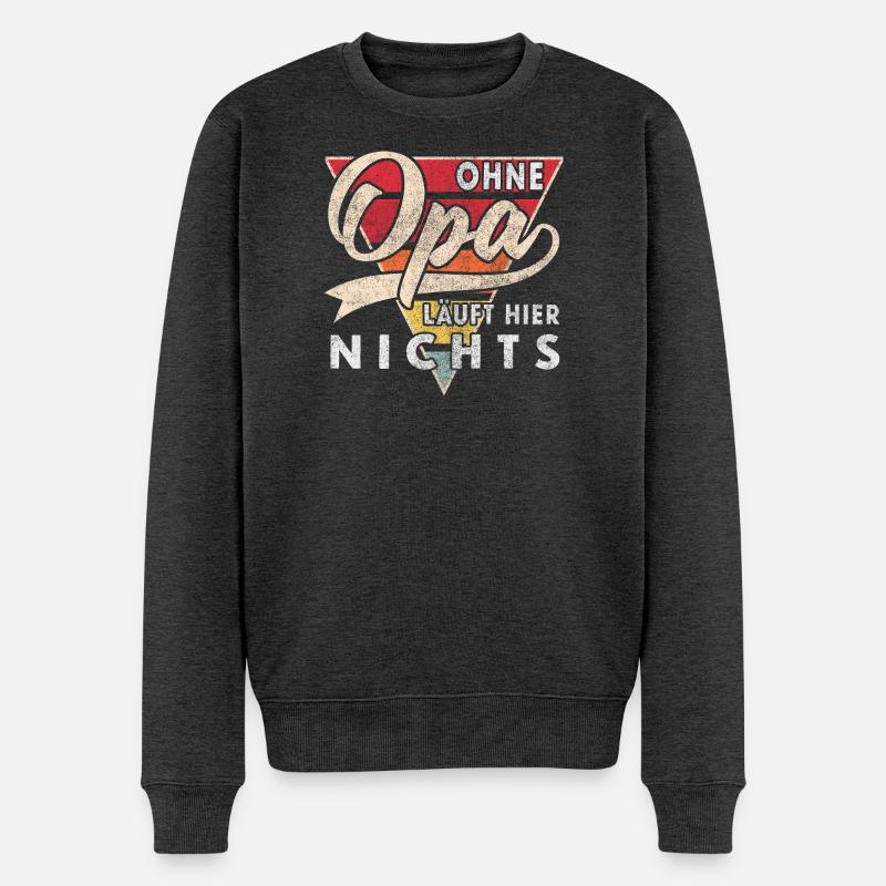 Ohne Opa läuft hier nichts bester Opa - Männer Premium Bio Pullover - Anthrazit meliert