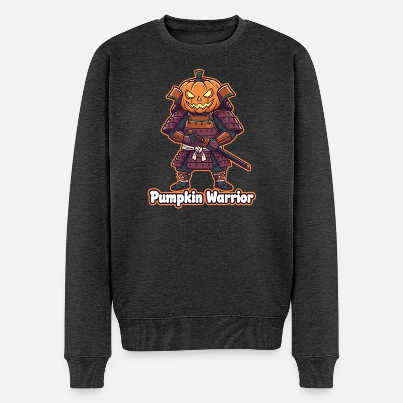 Guerrier Citrouille en armure de samouraï - Pull Premium bio Homme - anthracite chiné