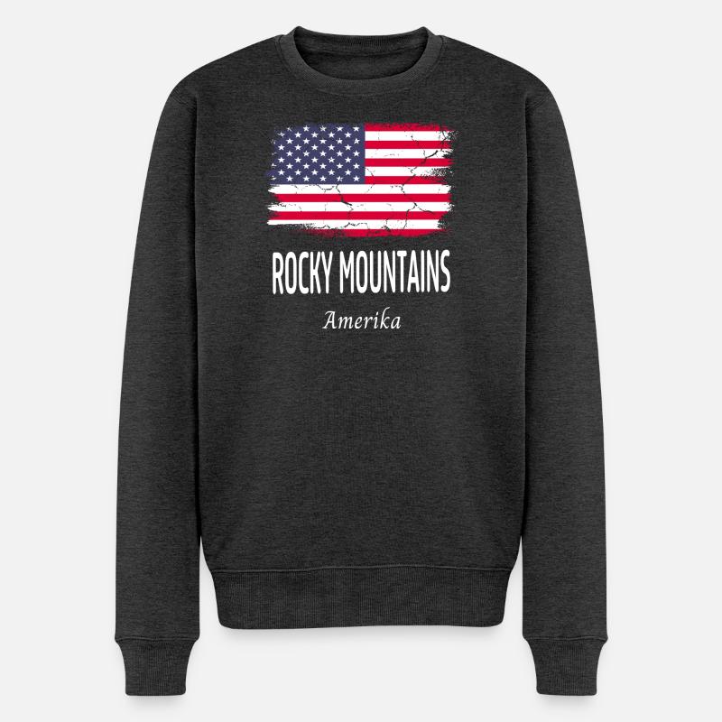 Rocky Mountains - Männer Premium Bio Pullover - Anthrazit meliert