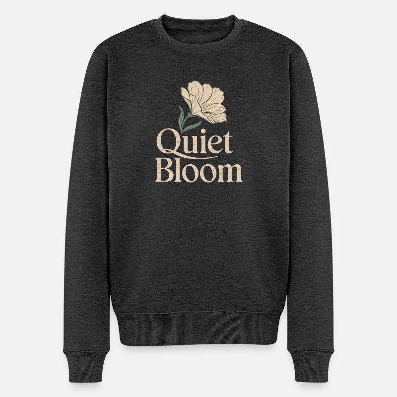 Quiet Bloom – Zarte Blüte - Männer Premium Bio Pullover - Anthrazit meliert