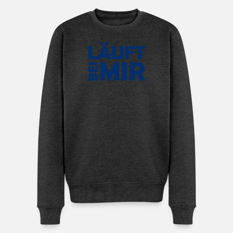 Läuft bei mir - Cooler Spruch - Laufen - Männer Premium Bio Pullover - Anthrazit meliert