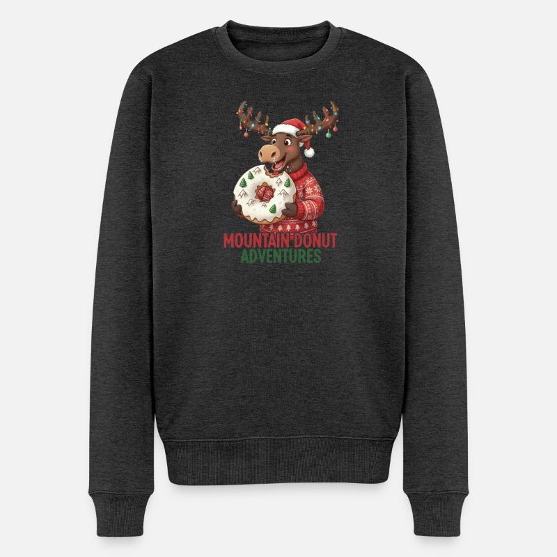 Weihnachten - lustiger Elch - Winter Donut - Männer Premium Bio Pullover - Anthrazit meliert