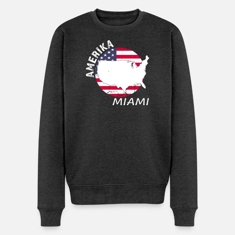 Miami - Männer Premium Bio Pullover - Anthrazit meliert