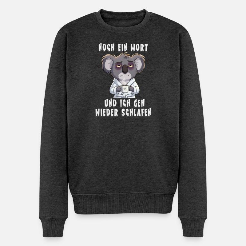 Koala fatigué Matin, grognon - Pull Premium bio Homme - anthracite chiné